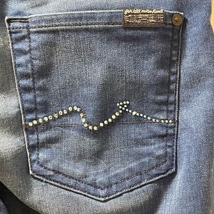 Seven For All Mankind (SFAM) Blue Stretch Crystal Sig Jeans Size 28